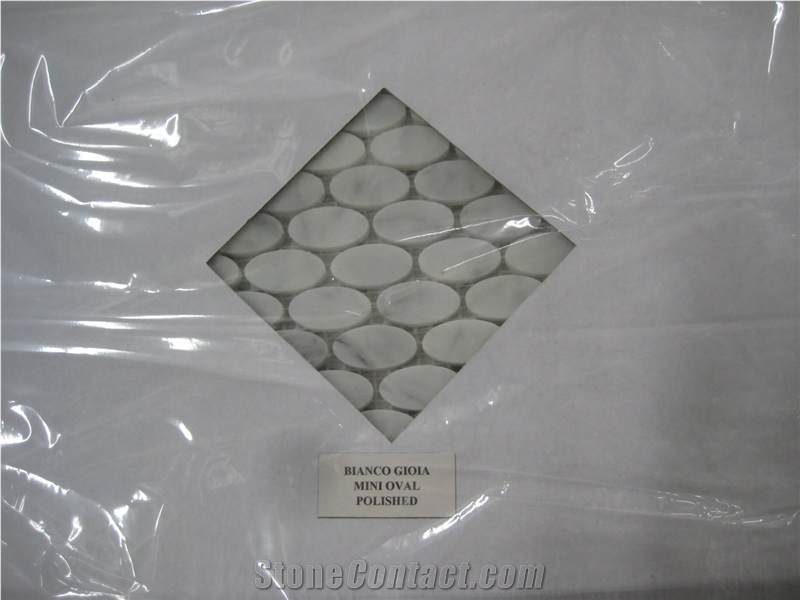 Carrara White Daisy Flower Pattern Mosaic Tile Honed - Marble from Italy