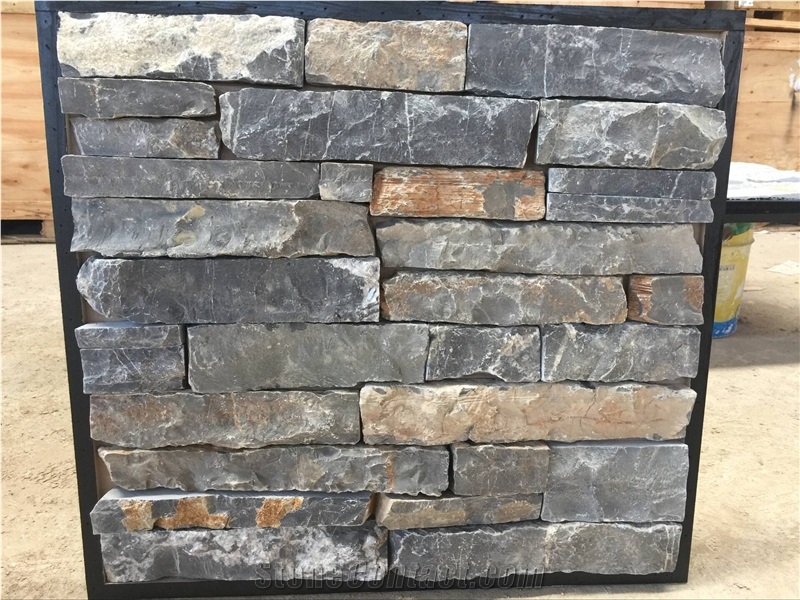 Dark Grey, Black Limestone Fieldstone,Irregular Thin Ledgestone, Field Stone Veneer, Natural Random Stone Veneer, Loose Ledgestone, Feature Walling Stone