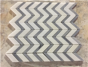 Linear Strips White Grey Marble Mosaic Linear Strips White Grey Marble Mosaic