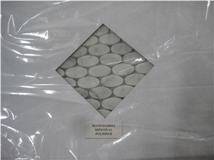 Linear Strips White Grey Marble Mosaic