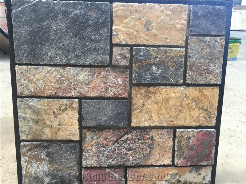 Square Black and Yellow Buidling Stone,Exterior Wall Stone,Castle Stone,Loose Random Wall Stone