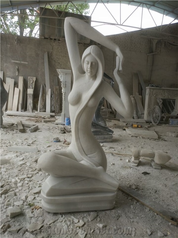 White Marble Abstract Statue
