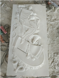 White Marble Hand Carved Relief for Wall