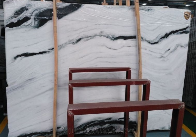 Decoration Material Panda White Marble Slabs/Tiles/Countertops/Wall Tiles with Black Veins