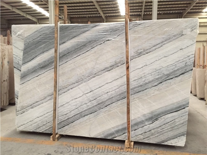 Magic White Marble Slabs and Tiles,Stripe White Marble Slabs, Bookmatching White Marble Tiles