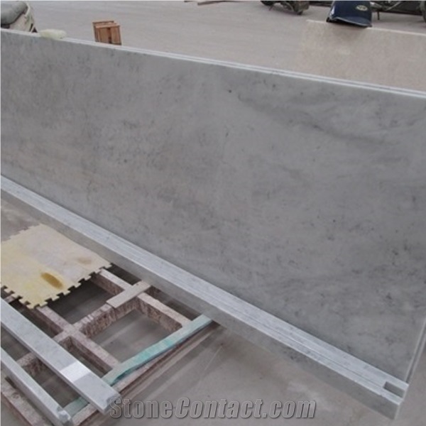 Bianco Carrara White Marble Polished Countertop, Vanity Top with Beveled Edge, Italy Cheap White Marble Countertops Kitchen Bathroom Decoration, Worktops, Bar Tops