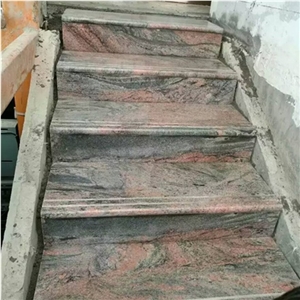 China Multi-Color Red Grey Granite Polished Stair Step