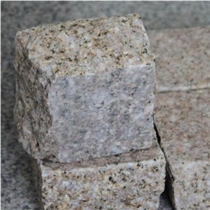 G682 Granite Tumbled Cubestone, Rusty Yellow,Sunset Gold, Garden Cobble Stone,Yellow Paving Stone,Granite Walkway Pavers,Cobble Stone,Exterior Cube Stone,Floor Covering, Chinese Yellow Paving Stone