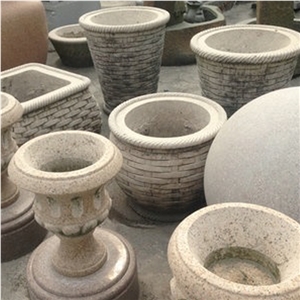 G682 Yellow Granite Garden Flower Pot