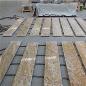 Indian Imperial Gold Dust Granite,New Imperial Gold, Golden King Granite Stair Step Riser Treads with Anti Slip Line