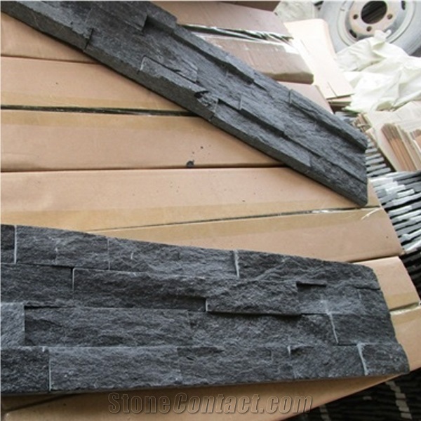 Natural Black Slate Stone Split Face Culture Stone,Black Cultured Stone for Wall Cladding, Stacked Stone Veneer/Thin Stone Veneer/Ledge Stone/Feature Stone/Beautiful Decor Stone
