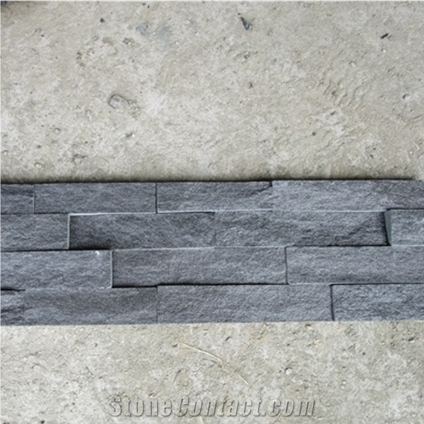 Natural Black Slate Stone Split Face Culture Stone,Black Cultured Stone for Wall Cladding, Stacked Stone Veneer/Thin Stone Veneer/Ledge Stone/Feature Stone/Beautiful Decor Stone