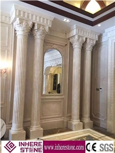 White Marble Column,Polished Column Bases,White Column Tops,Marble Column