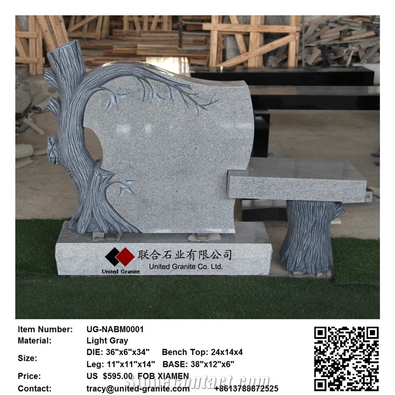 Light Grey/G633/Chinese Georgia Blue Tree Bench Tombstone