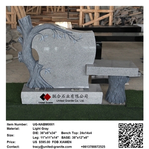 Light Grey/G633/Chinese Georgia Blue Tree Bench Tombstone Light Grey/G633/Chinese Georgia Blue Tree Bench Tombstone