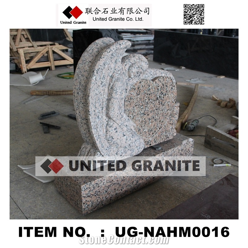 Ug-Naam0016 Huidong Red Granite Angel with Heart Monument