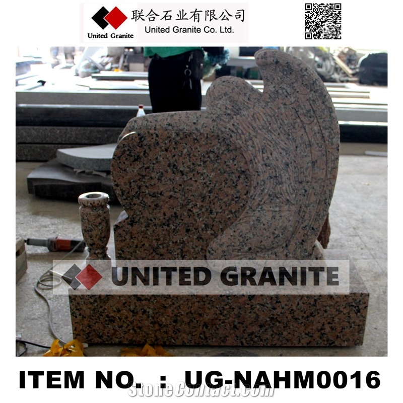 Ug-Naam0016 Huidong Red Granite Angel with Heart Monument