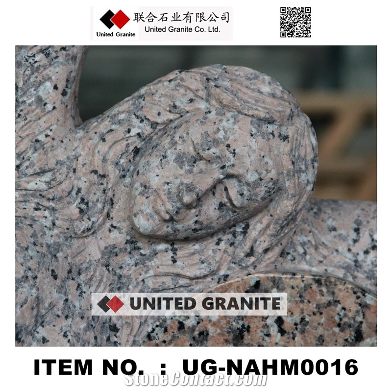 Ug-Naam0016 Huidong Red Granite Angel with Heart Monument