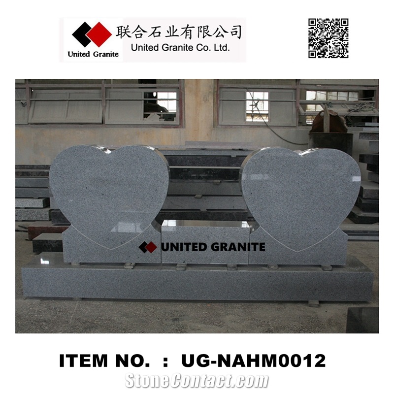Ug-Nahm0012 Light Gray G633 American Upright Heart Monument & Tombstone Bench