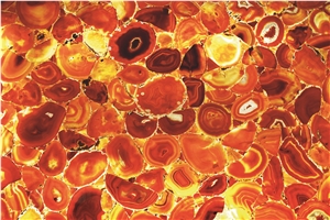Composite Glass Backlit Carnelian Semi Precious Stone Slab