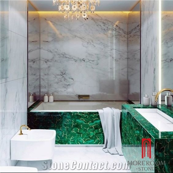 Green Malachite Green Serpentine Stone for Bathroom Decoration