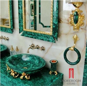 Green Malachite Green Serpentine Stone for Bathroom Decoration