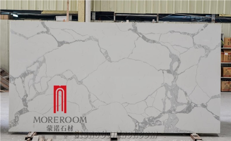 Hot Sale Marble Look Statuario White Quartz Polished Countertop