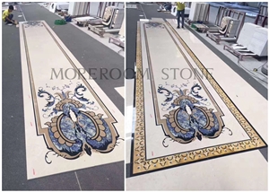 Polishing Water Jet Marble Flooring Medallion Design
