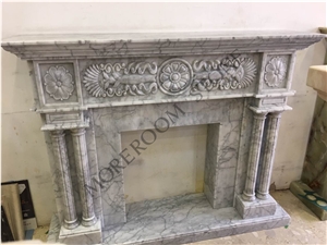 Promotional Discount Price White Carrara Marble Fireplace Design in Stock