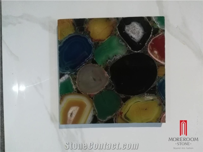 Translucent Polychrome Semi Precious Stone Agate Slab