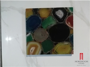 Translucent Polychrome Semi Precious Stone Agate Slab