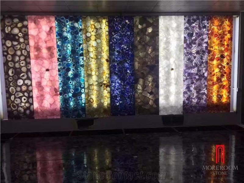 Translucent Polychrome Semi Precious Stone Agate Slab