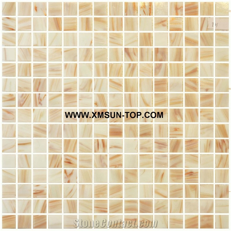 Beige Glass Mosaic/Square Glass Mosaic/Mosaic Pattern/Floor Mosaic/Wall Mosaic/Polished Mosaic//Interior Decoration/Customized Mosaic Tile/Mosaic Tile for Bathroom&Kitchen&Hotel Decoration
