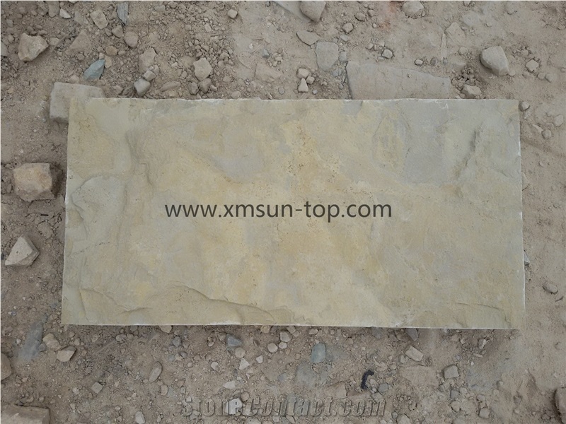 Beige Limestone Mushroomed Stone(20*40*4cm)/Beige Limestone Mushroomed Cladding/Beige Mushroom Stone/Building Stone/Mushroom Wall Cladding/Limestone Mushroom Wall Tile