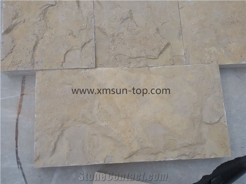 Beige Limestone Mushroomed Stone(20*40*4cm)/Beige Limestone Mushroomed Cladding/Beige Mushroom Stone/Building Stone/Mushroom Wall Cladding/Limestone Mushroom Wall Tile