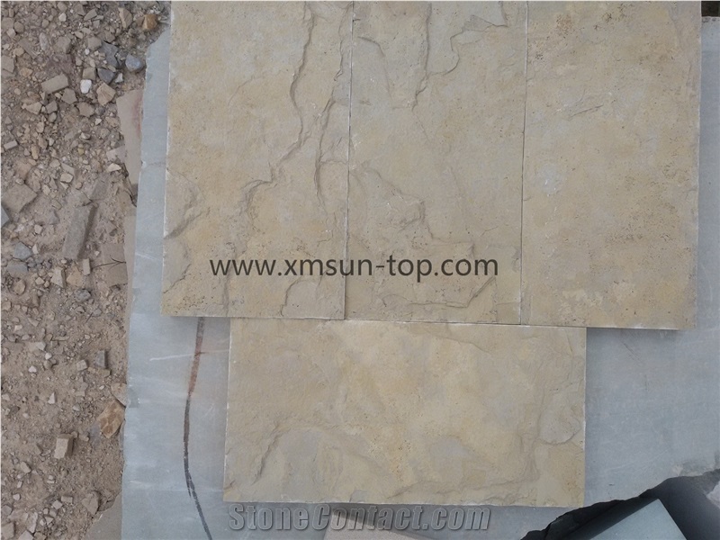Beige Limestone Mushroomed Stone(20*40*4cm)/Beige Limestone Mushroomed Cladding/Beige Mushroom Stone/Building Stone/Mushroom Wall Cladding/Limestone Mushroom Wall Tile