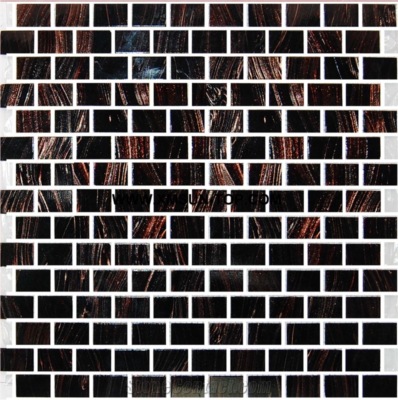 Black Wooden Glass Mosaic/Square Glass Mosaic/Mosaic Pattern/Floor Mosaic/Wall Mosaic/Polished Mosaic/Interior Decoration/Customized Mosaic Tile/Mosaic Tile for Bathroom&Kitchen&Hotel Decoration