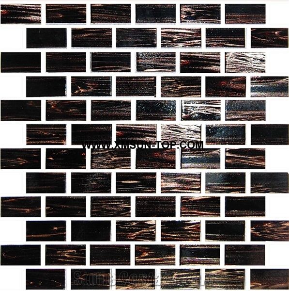 Black Wooden Veins Glass Mosaic/Square Glass Mosaic/Mosaic Pattern/Floor Mosaic/Wall Mosaic/Polished Mosaic/Interior Decoration/Customized Mosaic Tile/Mosaic Tile for Bathroom&Kitchen&Hotel Decoration
