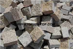 G682 Granite Cobble Stone/Yellow Rust Granite Cube Stone/Golden Yellow Granite Paving Sets/Gold Leaf China Granite Exterior Pavers/Giallo Rustic Granite Paving Stone/Courtyard Road Pavers