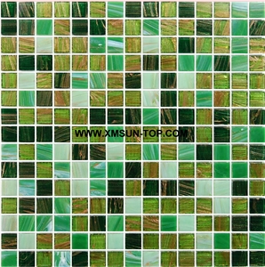 Green Glass Mosaic/Square Glass Mosaic/Mosaic Pattern/Floor Mosaic/Wall Mosaic/Polished Mosaic//Interior Decoration/Customized Mosaic Tile/Mosaic Tile for Bathroom&Kitchen&Hotel Decoration
