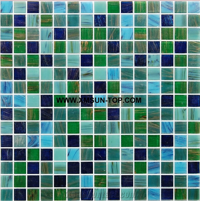 Green Glass Mosaic/Square Glass Mosaic/Mosaic Pattern/Floor Mosaic/Wall Mosaic/Polished Mosaic//Interior Decoration/Customized Mosaic Tile/Mosaic Tile for Bathroom&Kitchen&Hotel Decoration