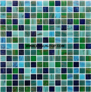 Green Glass Mosaic/Square Glass Mosaic/Mosaic Pattern/Floor Mosaic/Wall Mosaic/Polished Mosaic//Interior Decoration/Customized Mosaic Tile/Mosaic Tile for Bathroom&Kitchen&Hotel Decoration