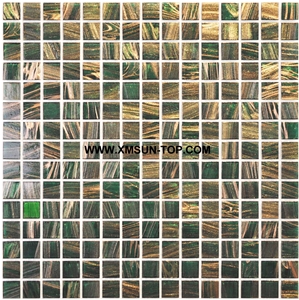 Green Glass Mosaic/Square Glass Mosaic/Mosaic Pattern/Floor Mosaic/Wall Mosaic/Polished Mosaic//Interior Decoration/Customized Mosaic Tile/Mosaic Tile for Bathroom&Kitchen&Hotel Decoration