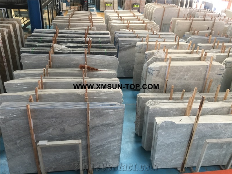 Polished China Ice Grey Marble Slab(Sun Top)/Chinese Ice Grey Marble from Own Marble Quarry/Exclusive Grey Marble/Backlight Effect/Interior Decoration