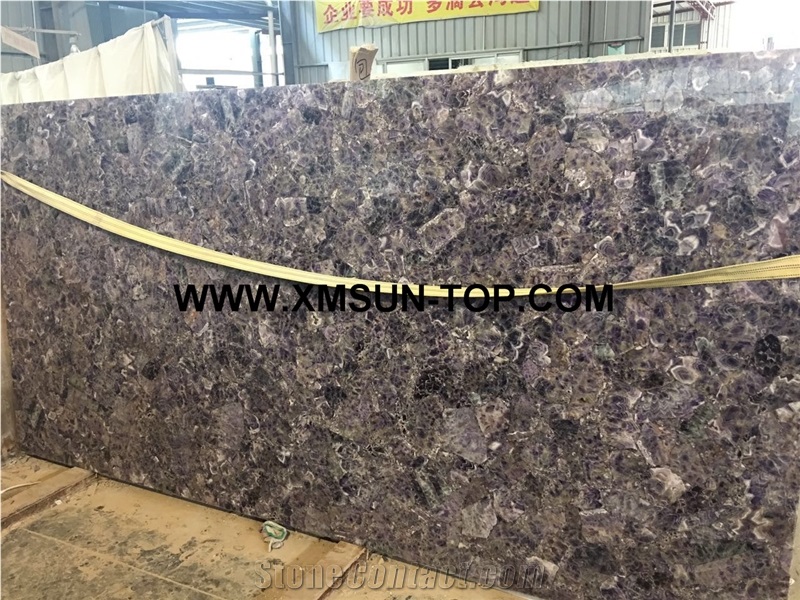 Purple Quartz Gemstone Slabs&Tiles/Lilac Gemstone Panels/Ametyst Gemstone for Wall Covering/Purple Gemstone for Floor Covering/Purple Precious Stone Slabs/Interior Decoration
