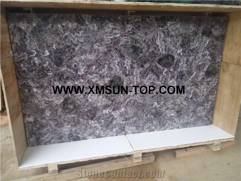 Purple Quartz Gemstone Slabs&Tiles/Lilac Gemstone Panels/Ametyst Gemstone for Wall Covering/Purple Gemstone for Floor Covering/Purple Precious Stone Slabs/Interior Decoration