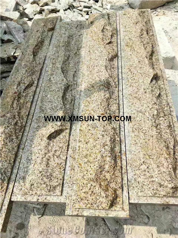 Yellow Rustic Granite Mushroomed Cladding/Yellow Granite Mushroomed Stone/G682 Granite Mushroom Stone/Building Stone/Mushroom Wall Cladding/Golden Crystal Granite Mushroom Wall Tile