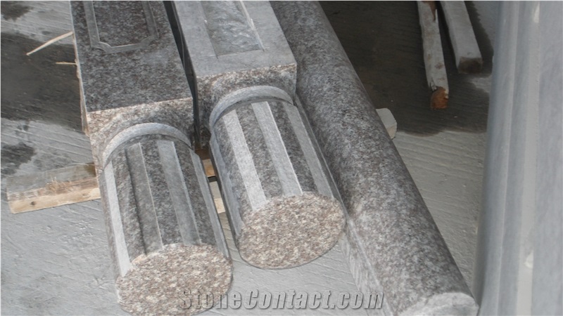 Best Selling China Natural Pink G664 Granite Handrail for Project,G664 Granite Balustrade, Bainbrook Peach Granite Balustrade, Granite Balustrade & Railing,High Quality Carved Balustrade