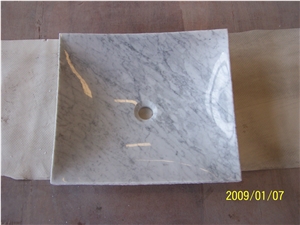 Bianco Carrara White Marble White Bathroom Wash Bowls Round Sinks & Basins,Carrara White Marble Wash Basin, Bianco Carrara Marble Bathroom Sinks