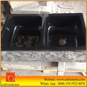 Black Granite Wash Basin and Bathroom Sink/China Absolute Black Granite Mongolia Polished Black Washbasin /Bathroomsink,China Black Granite Basin